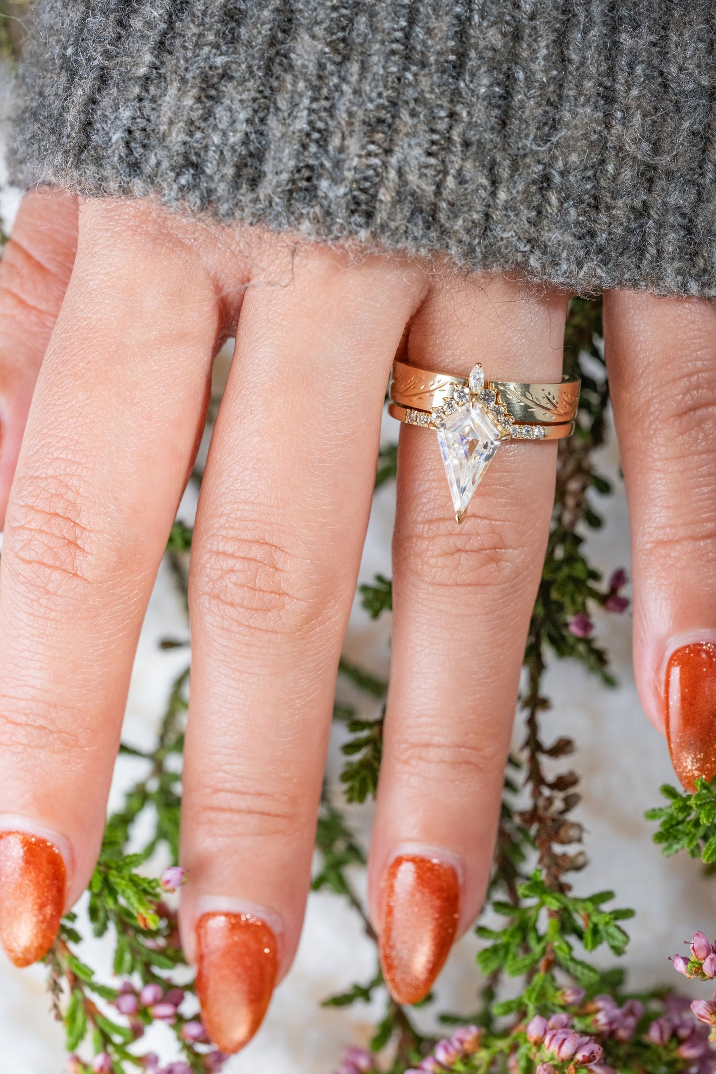 Kite Moissanite Engagement Ring, Avaline Setting