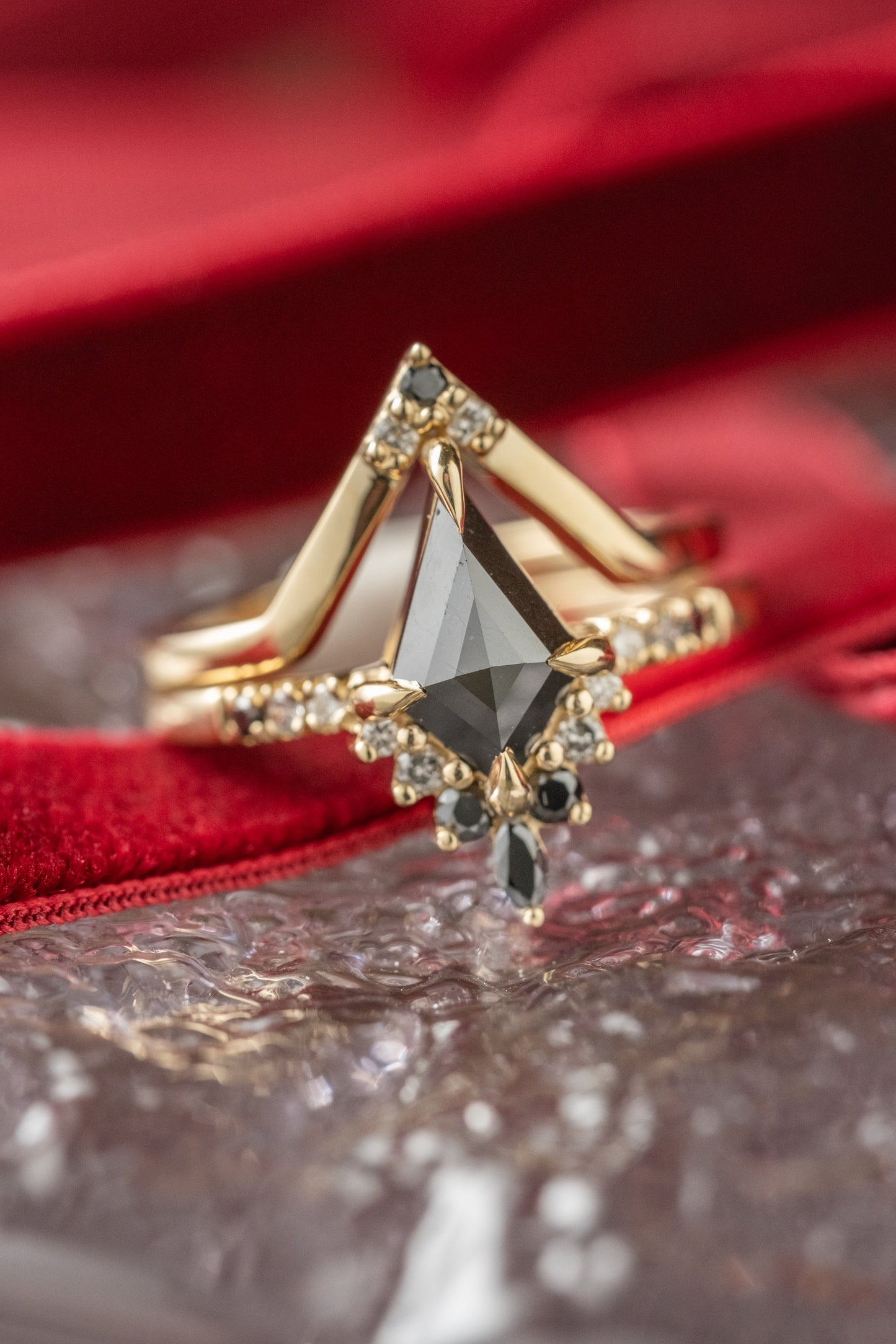 1.15 Carat Black Kite Diamond Engagement Ring, Ombre Avaline Setting