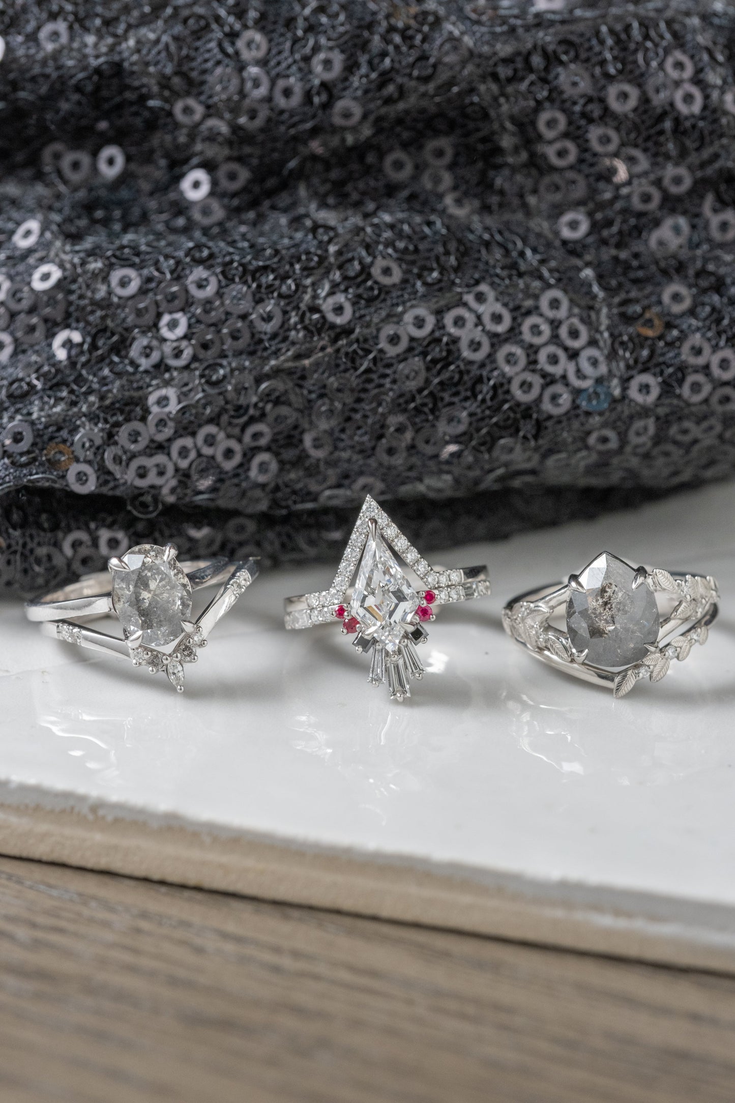 Kite Lab Diamond Engagement Ring, Ombre Wren Setting