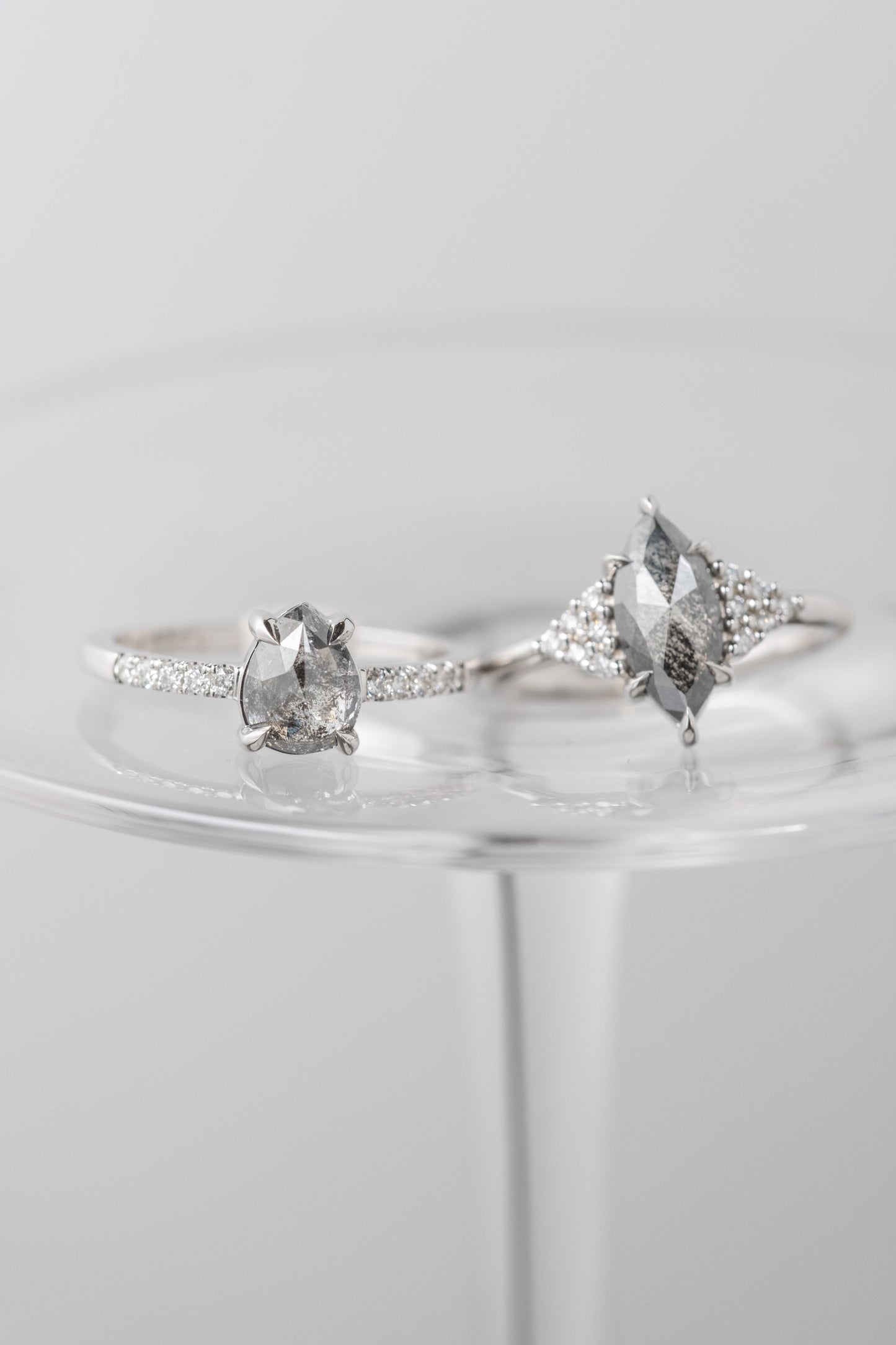 2.09 Carat Black Salt and Pepper Marquise Diamond Engagement Ring, Quinn Setting