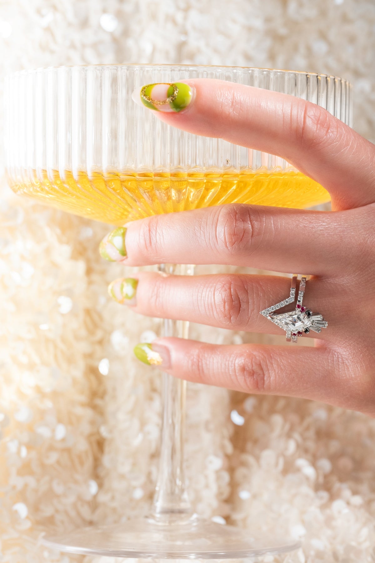 Kite Lab Diamond Engagement Ring, Ombre Wren Setting