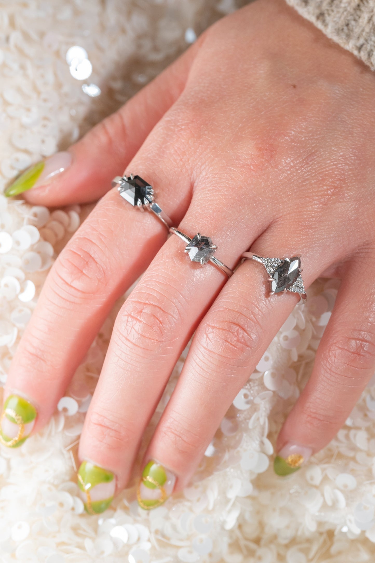 2.09 Carat Black Salt and Pepper Marquise Diamond Engagement Ring, Quinn Setting