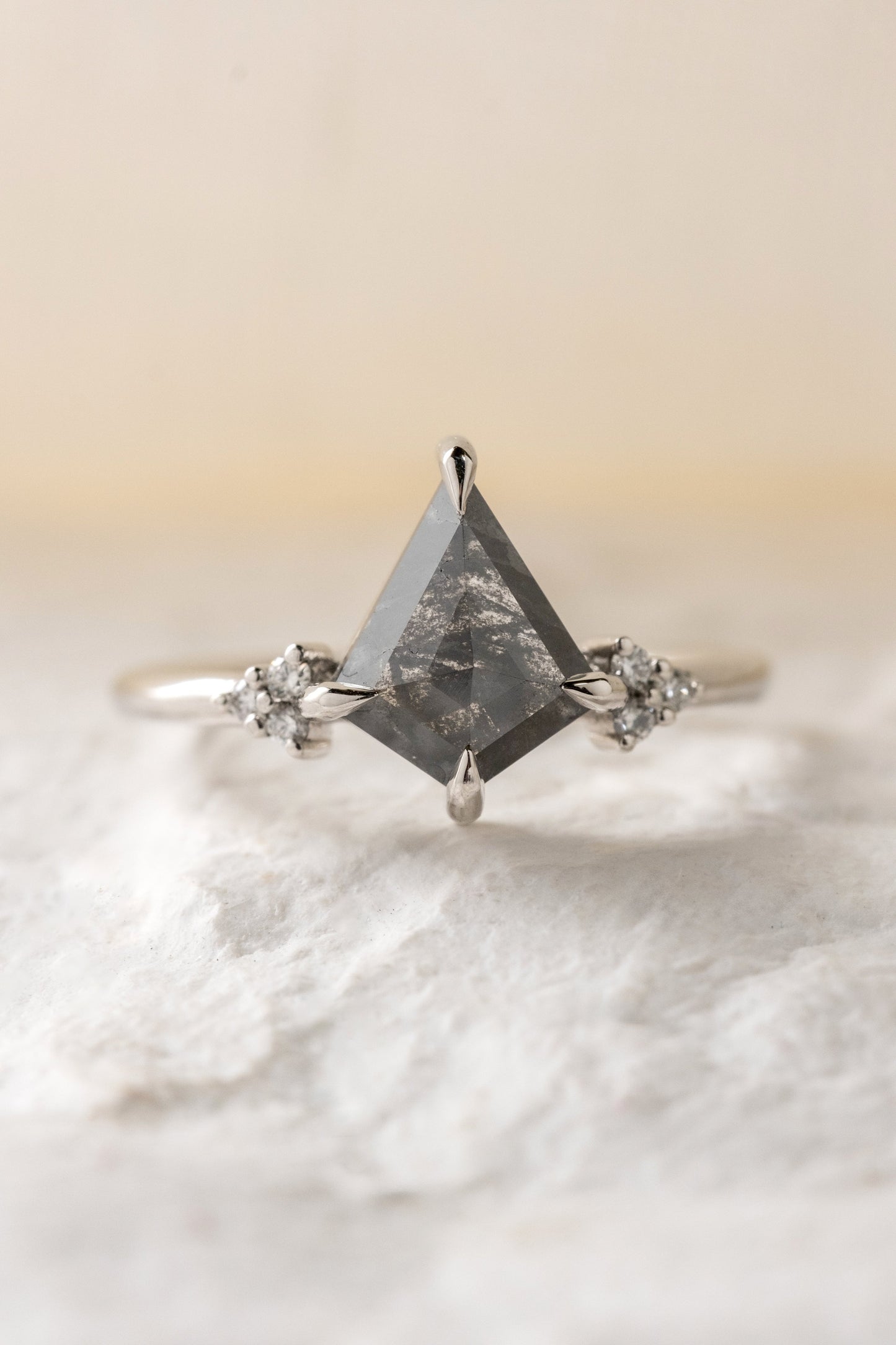 1.78 Carat Black Kite Diamond Engagement Ring, Quinn Setting