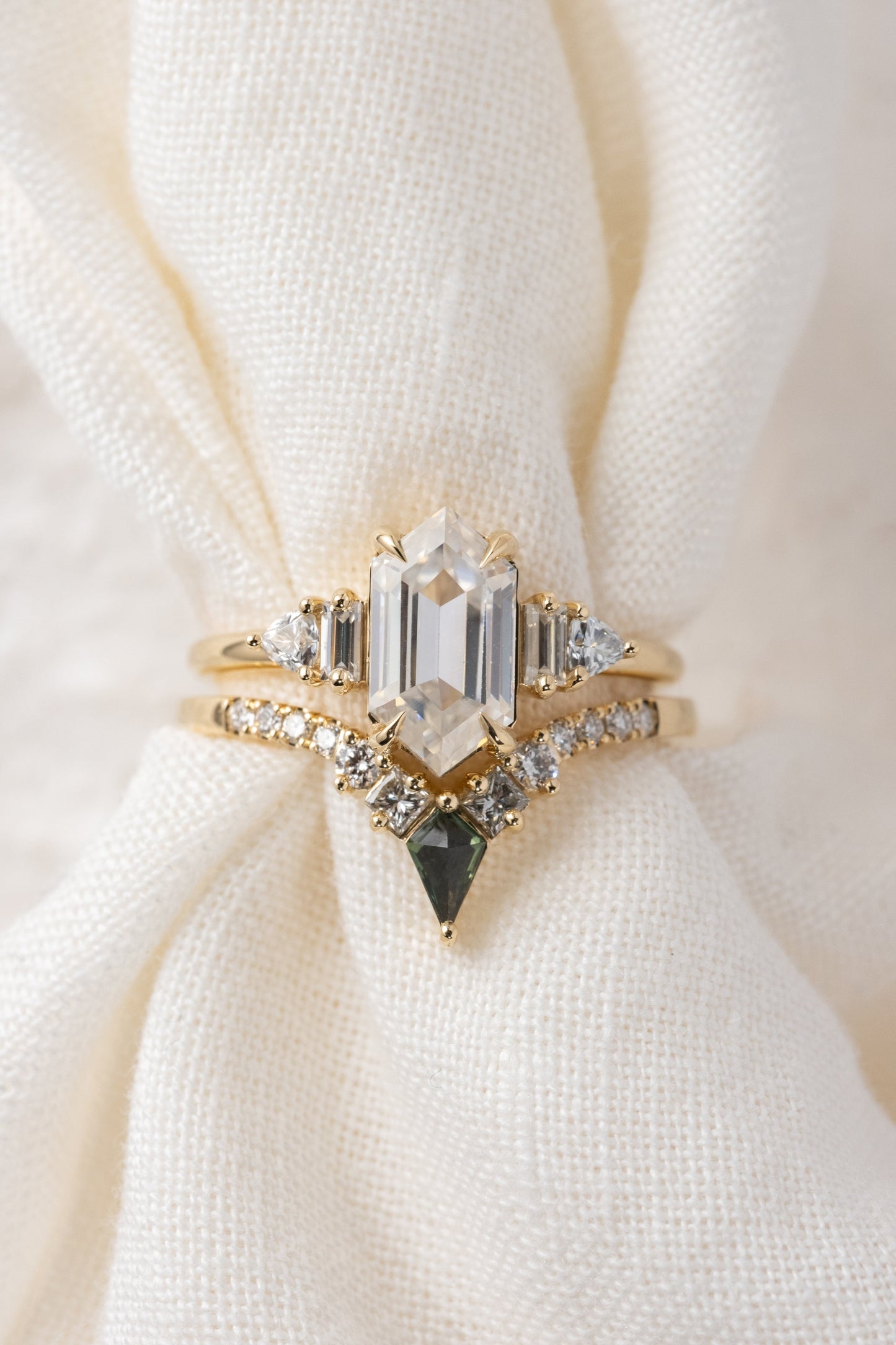 1.80 Carat Hexagon Moissanite Engagement Ring, Beatrice Setting