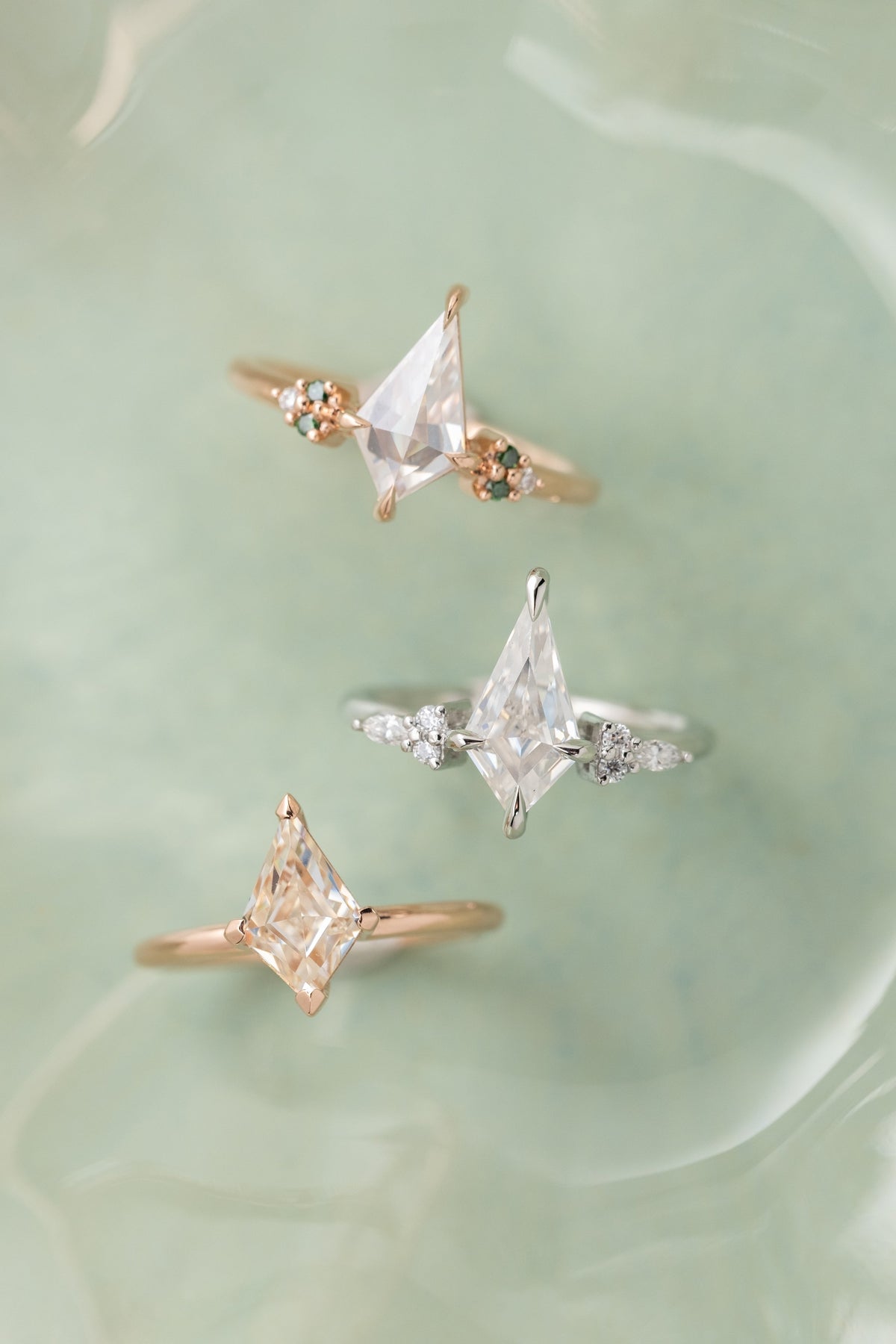 Kite Moissanite Engagement Ring, Quinn Setting