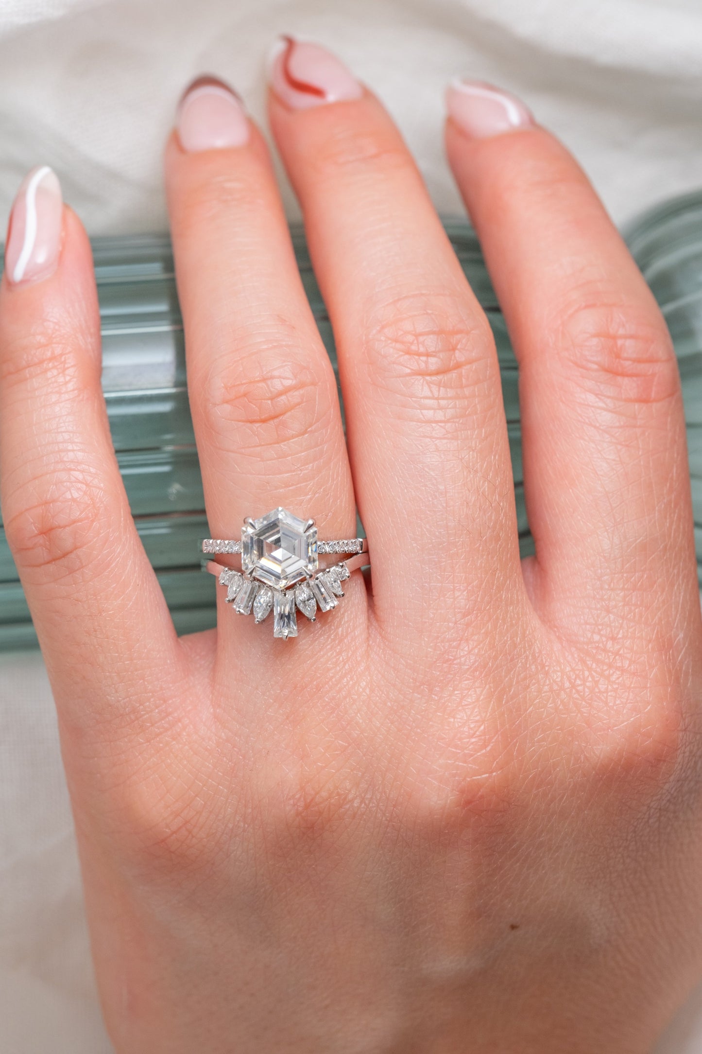 2.41 Carat Hexagon Moissanite Engagement Ring, Jules Setting