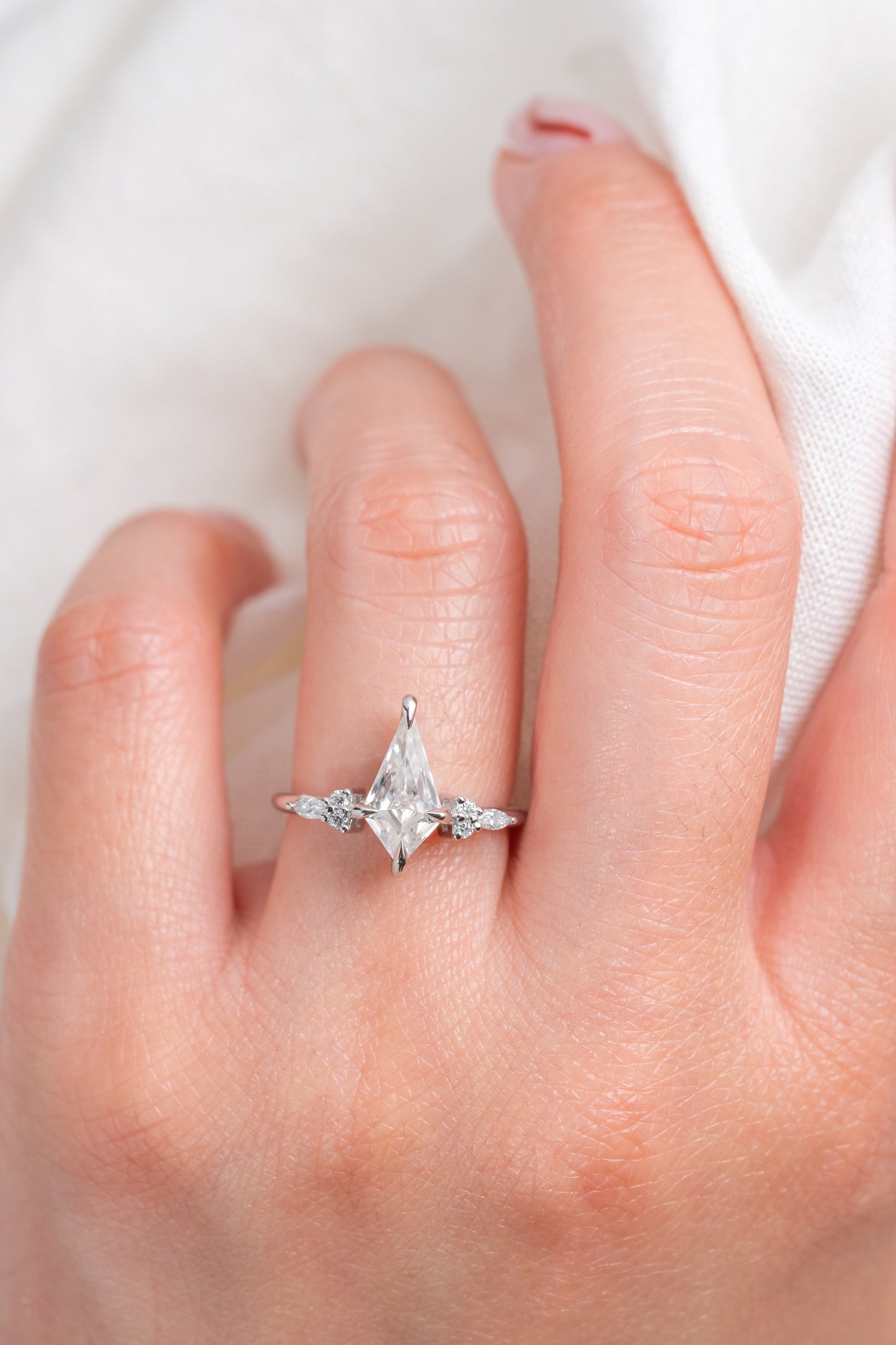 Kite Moissanite Engagement Ring, Quinn Setting