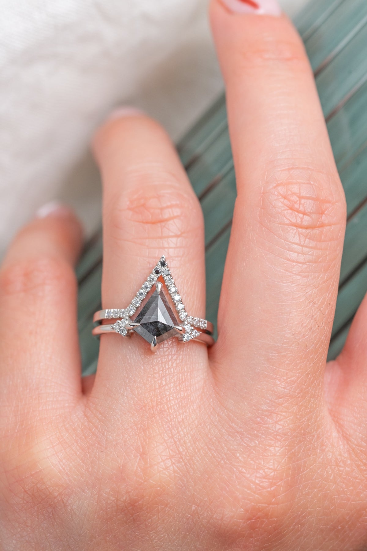 1.78 Carat Black Kite Diamond Engagement Ring, Quinn Setting