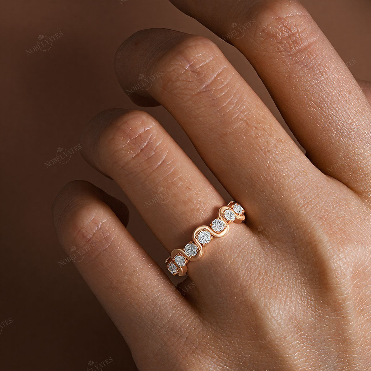 Art Deco Round Lab Diamond Full Eternity Wedding Band