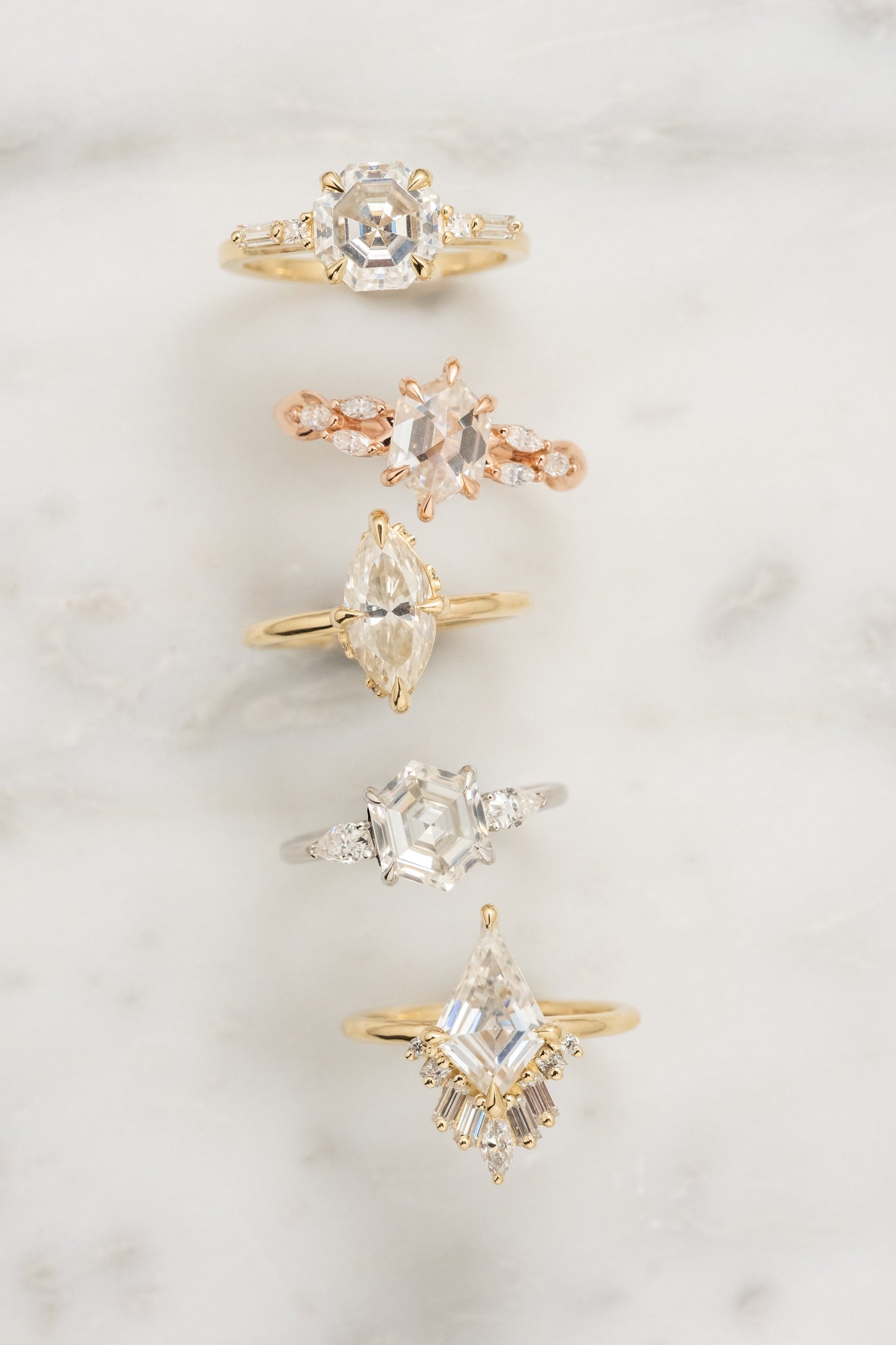 2 Carat Hexagon Moissanite Engagement Ring, Zoe Setting