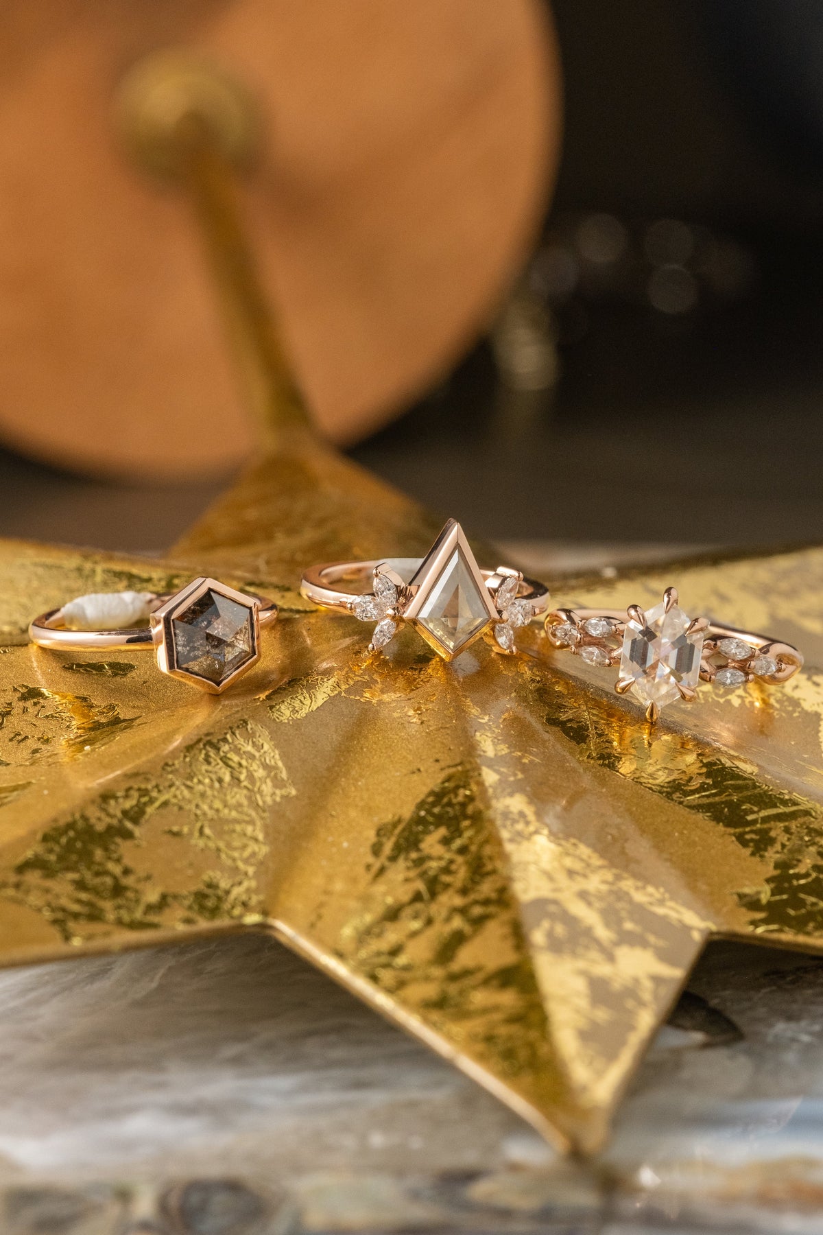 1.62 Carat Hexagon Moissanite Engagement Ring, Winona Setting