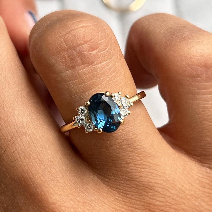 Celestine’s Eternity | Oval Blue Sapphire Eternity Engagement Ring