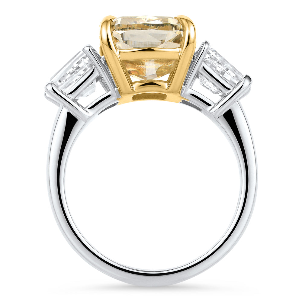 Certified Platinum & Gold Intense Yellow 5.50Ct Cushion Diamond Engagement Ring