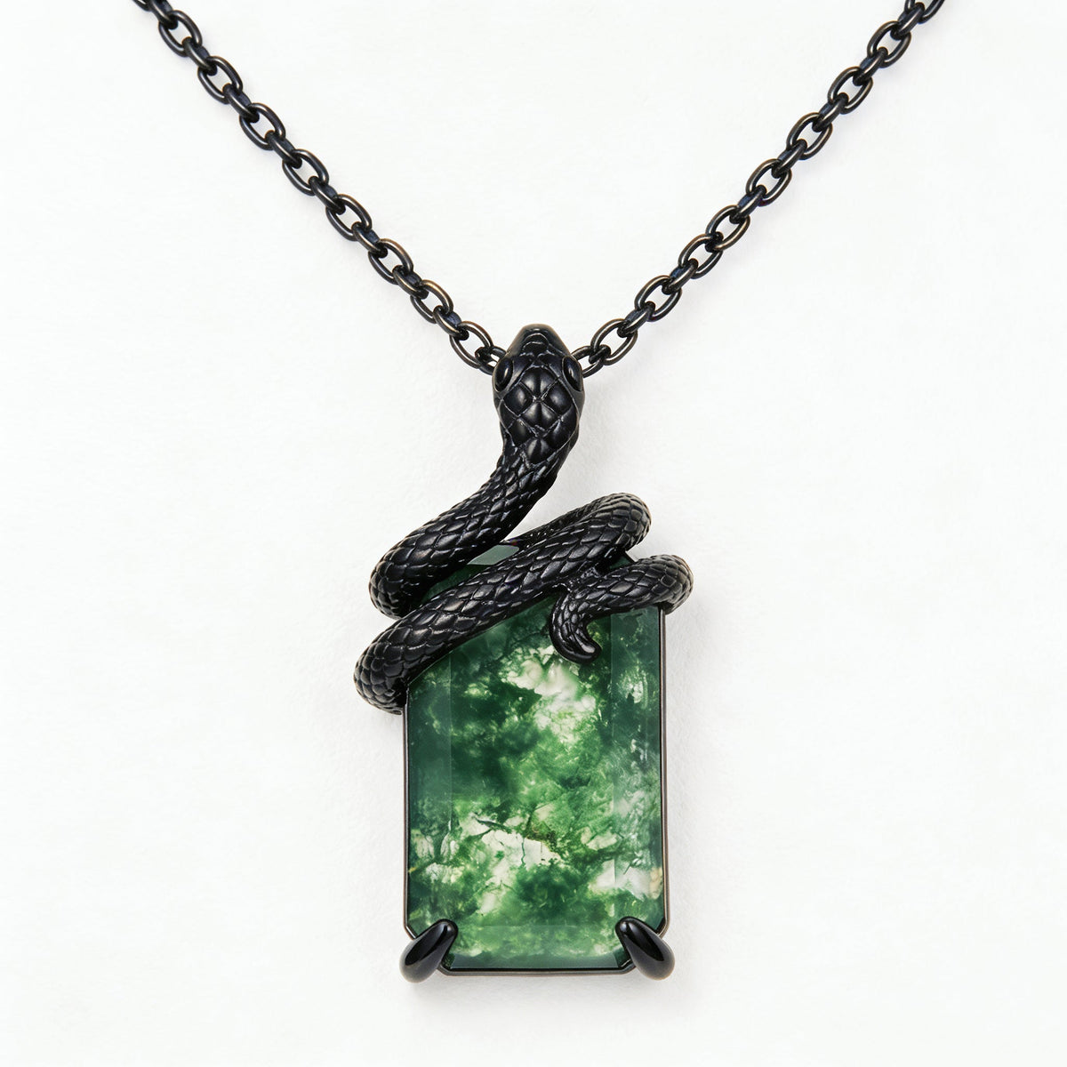 Kite Cut Amethyst Mystical Serpent Carved Nature Inspired Necklace - Cloak