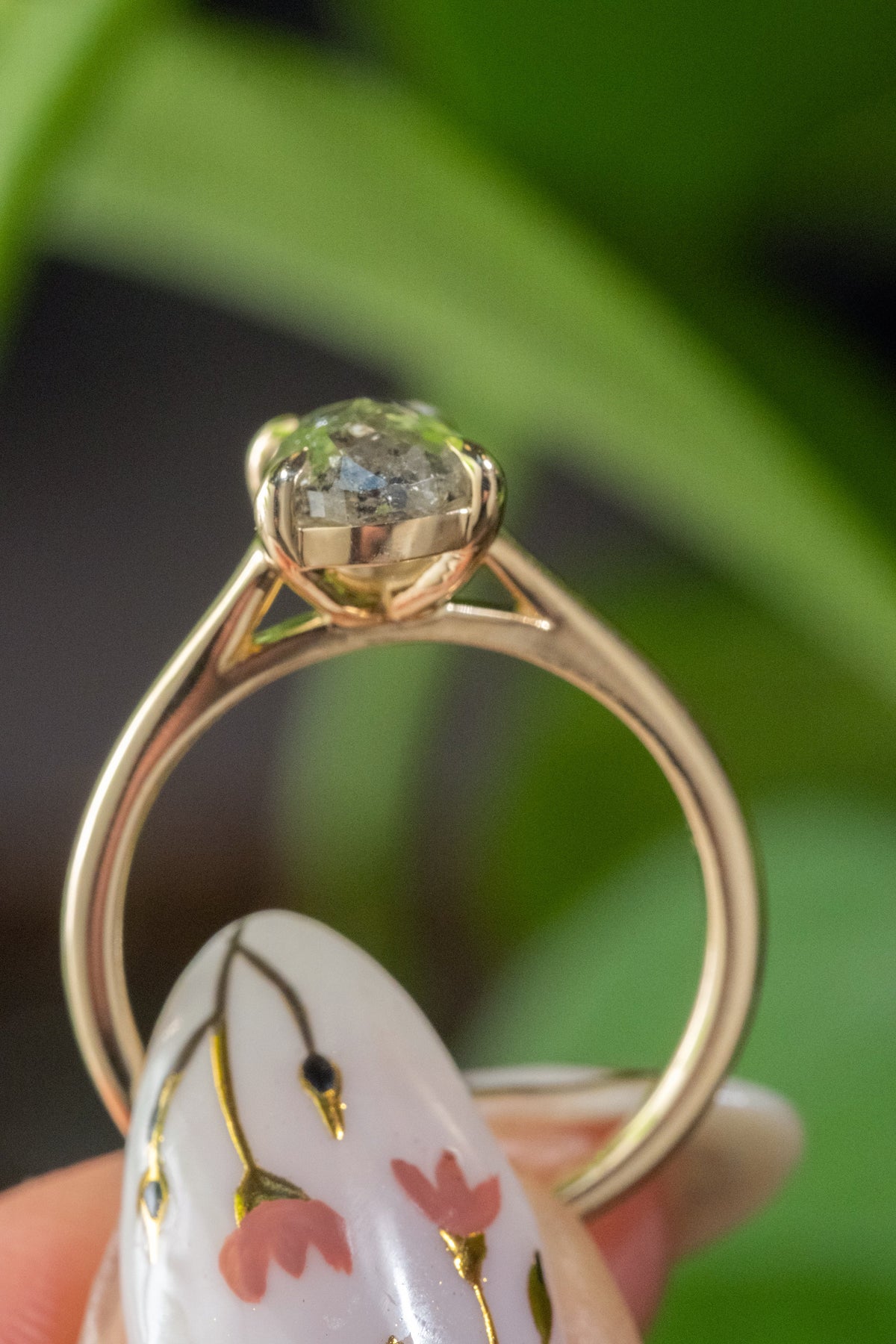 1.53 Carat Icy Grey Pear Diamond Engagement Ring, Lenora Setting