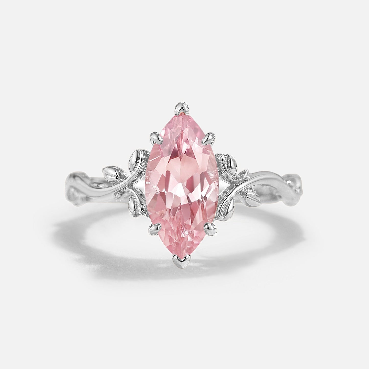 Marquise Cut  Lab Pink Sapphire Engagement Ring - Eden