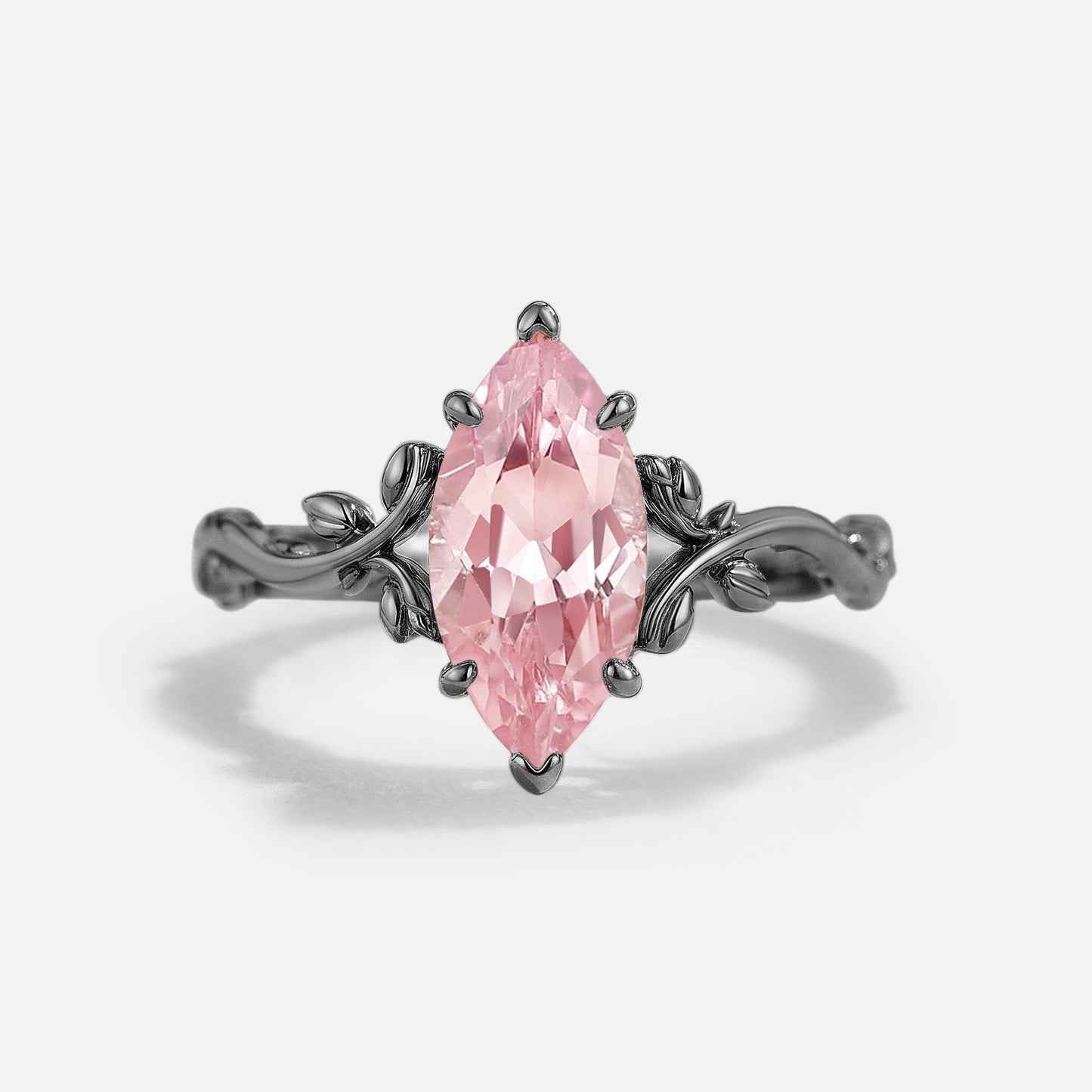 Marquise Cut  Lab Pink Sapphire Engagement Ring - Eden
