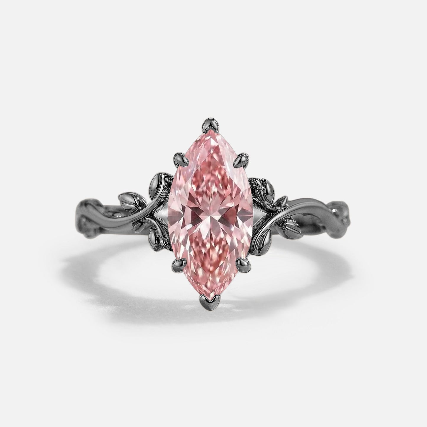 Marquise Cut Pink Moissanite Engagement Ring