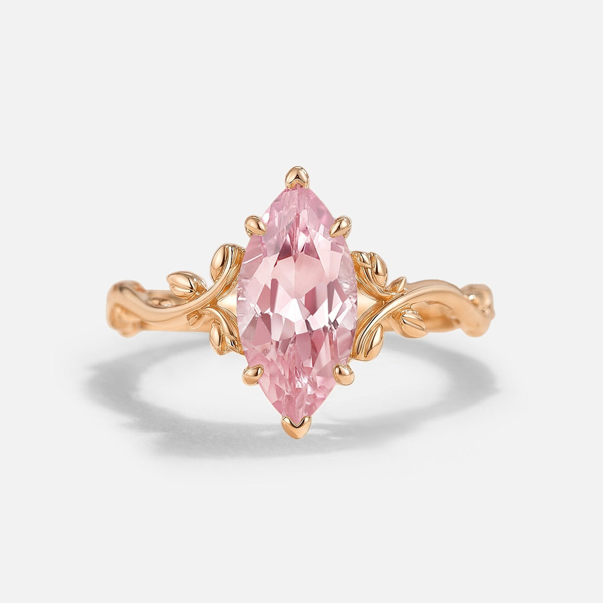 Marquise Cut  Lab Pink Sapphire Engagement Ring - Eden