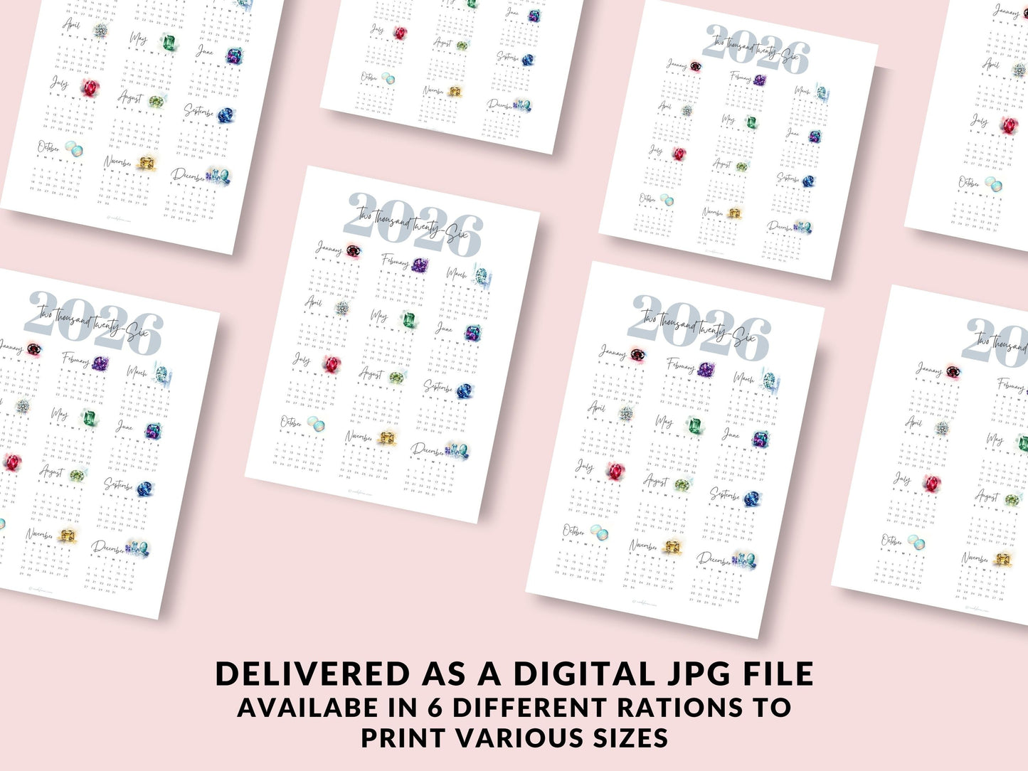2026 Birthstone Calendar Printable