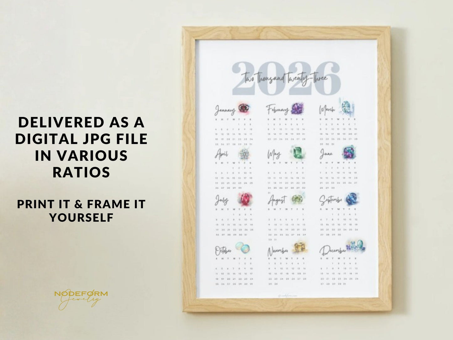 2026 Birthstone Calendar Printable