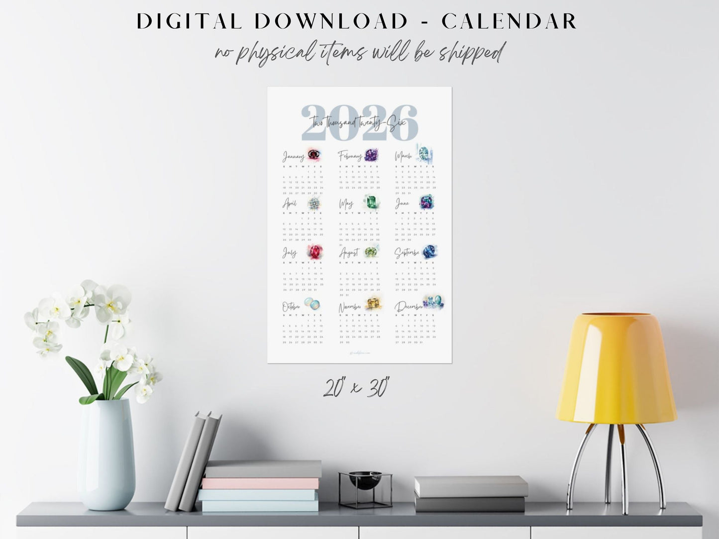 2026 Birthstone Calendar Printable