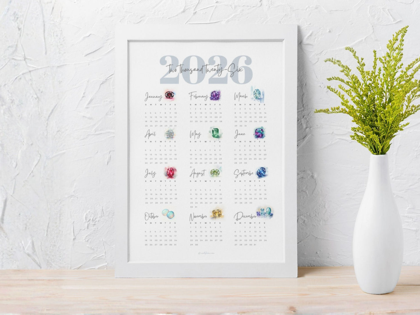 2026 Birthstone Calendar Printable