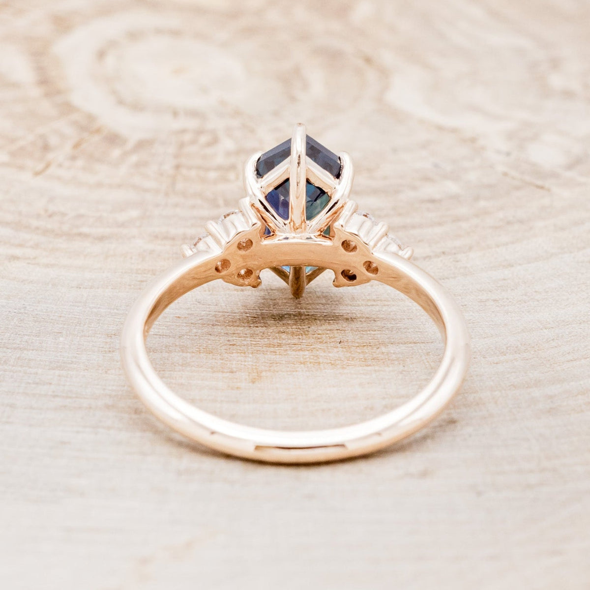 "Octavia" - Elongated Hexagon Cut Lab-Grown Alexandrite Engagement Ring With Diamond Accents