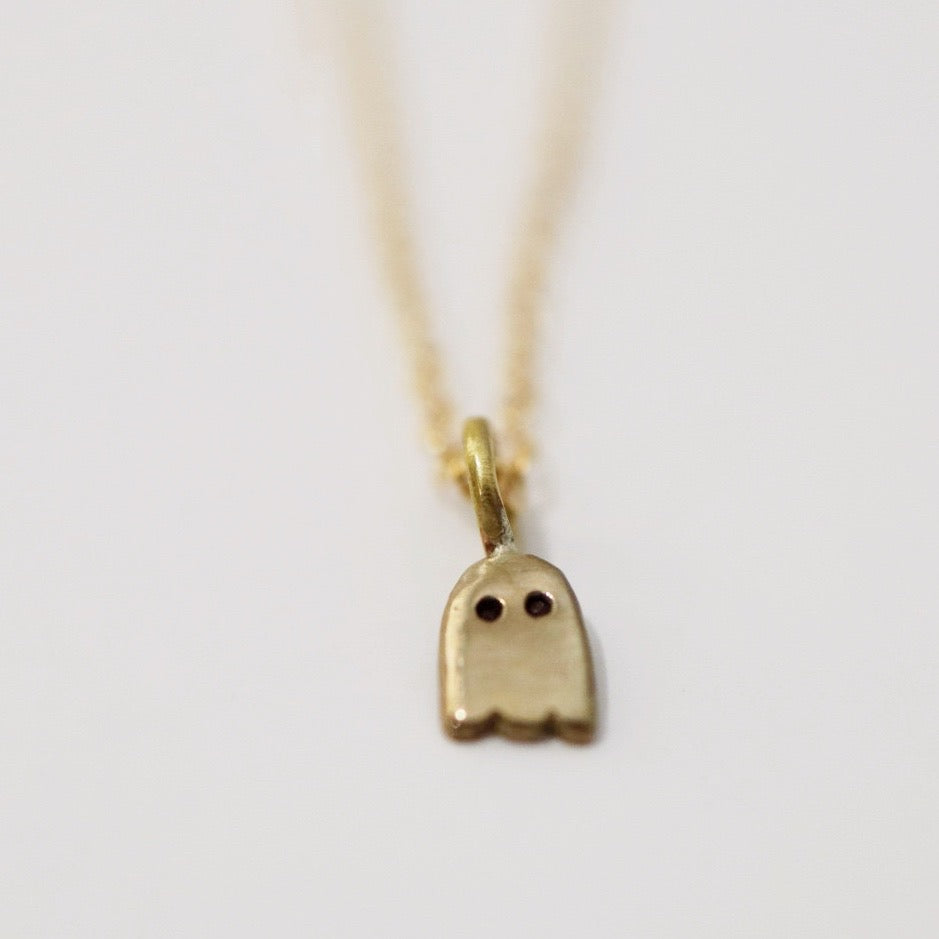 Ghost Charm Necklace in Brass / Gold Fill / ready to ship
