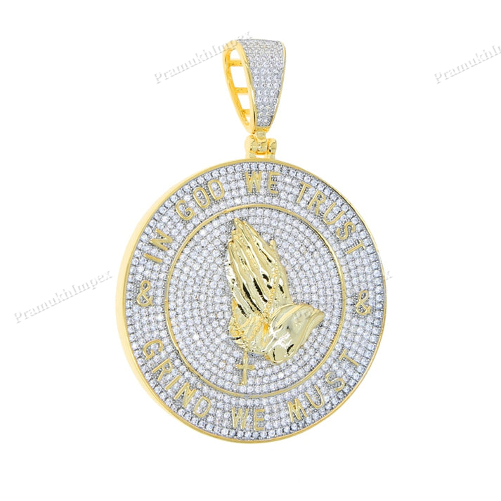 Moissanite Sterling Silver Religious Pendant