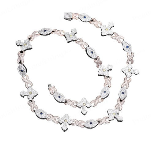 VVS D Moissanite Antique Men's Style Evil Eye Charm Bracelet In Silver