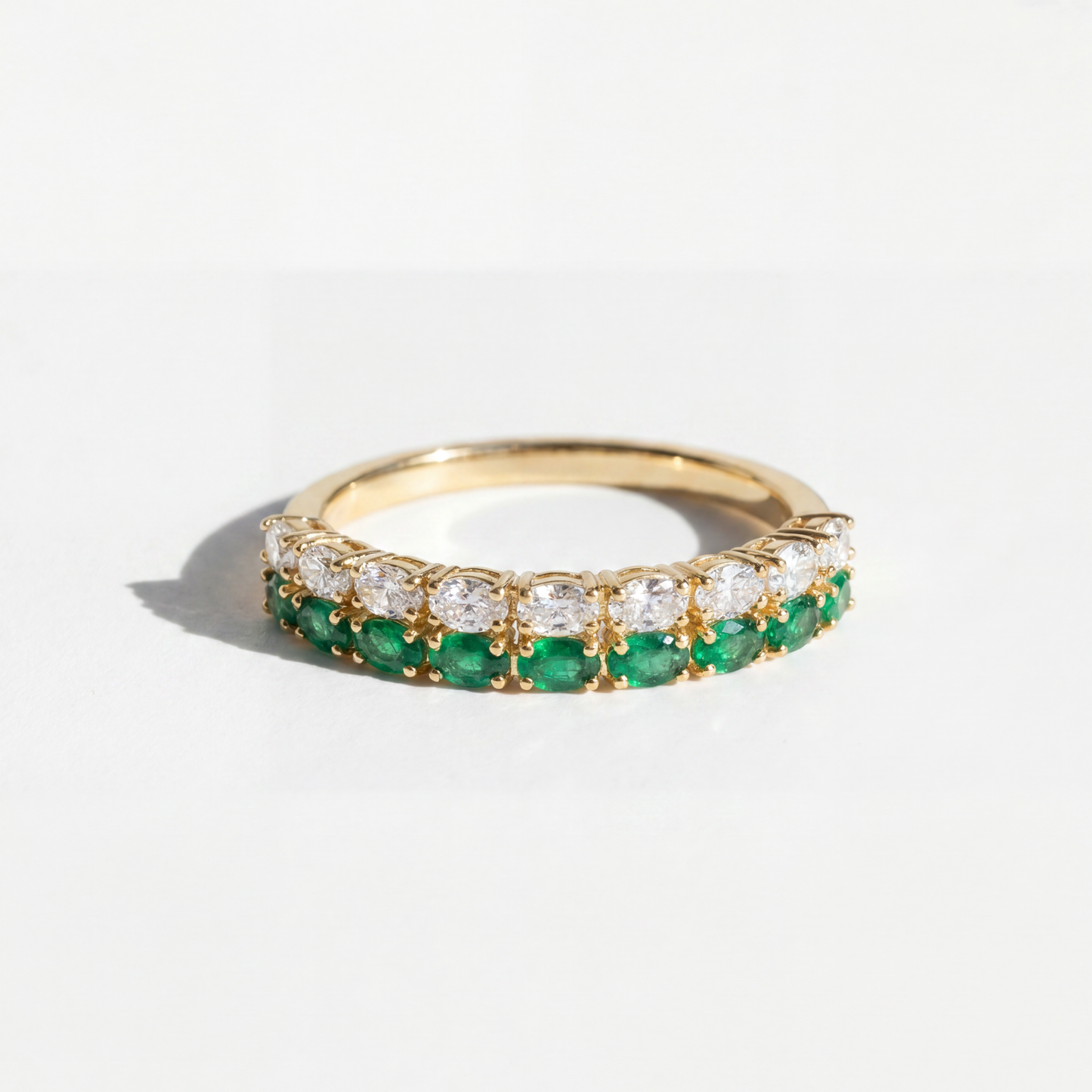 The Green and White Band | Lab-Grown Emerald and Diamond