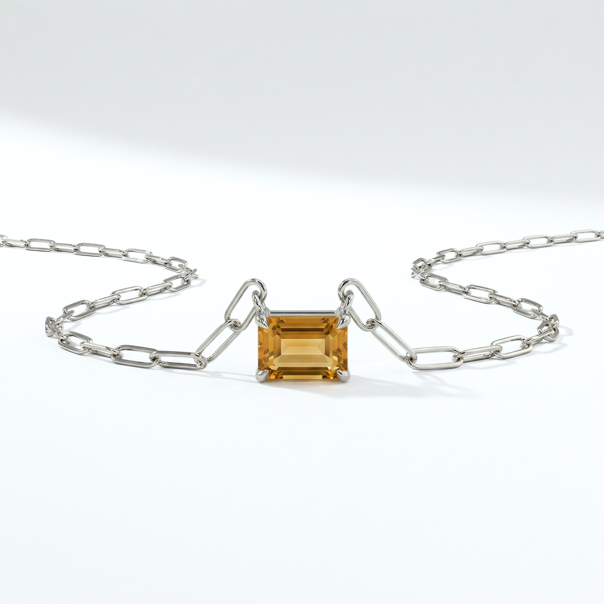 The Gemstone Paperclip Necklace | Citrine