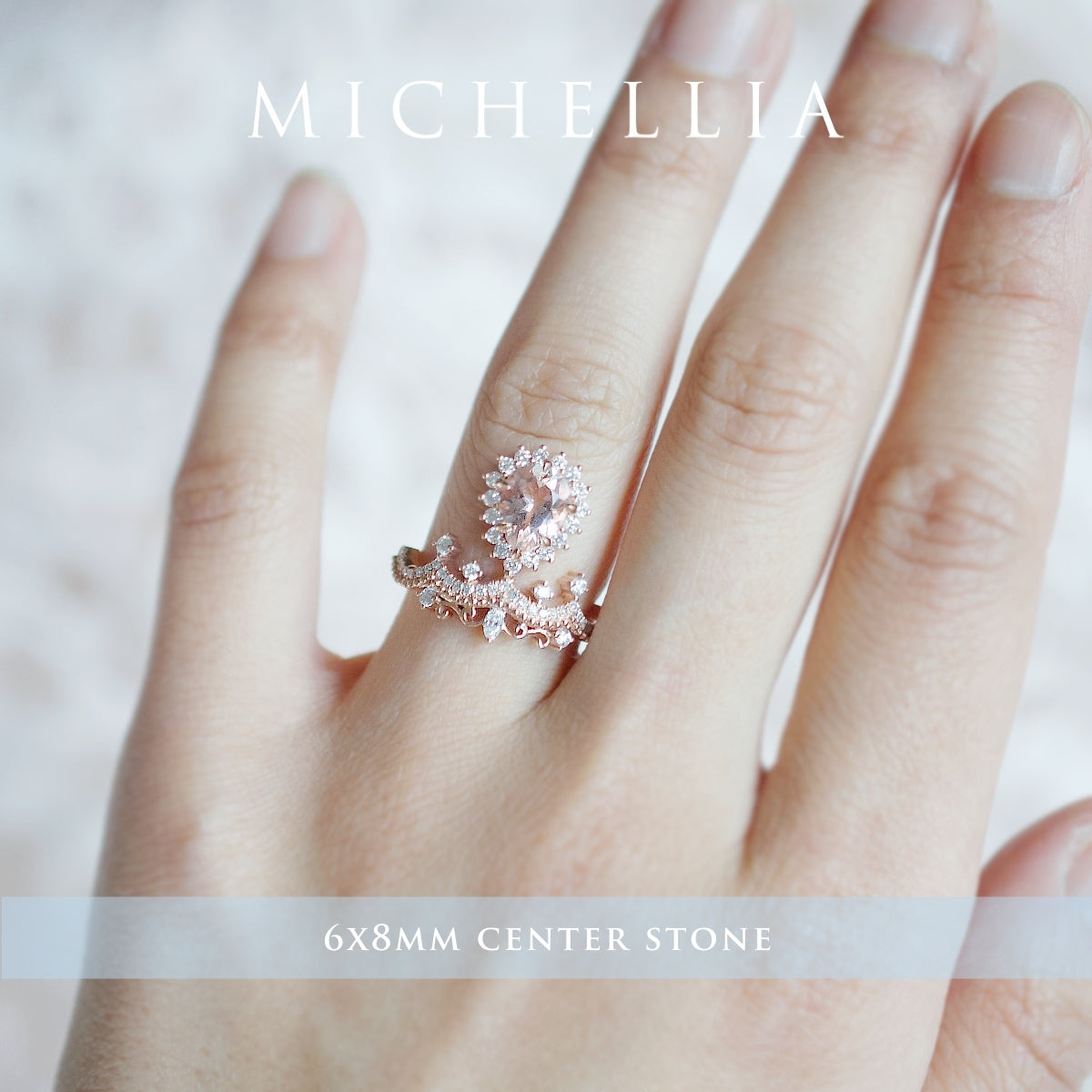 [Angelique] Venetian Crown Engagement Ring in Morganite