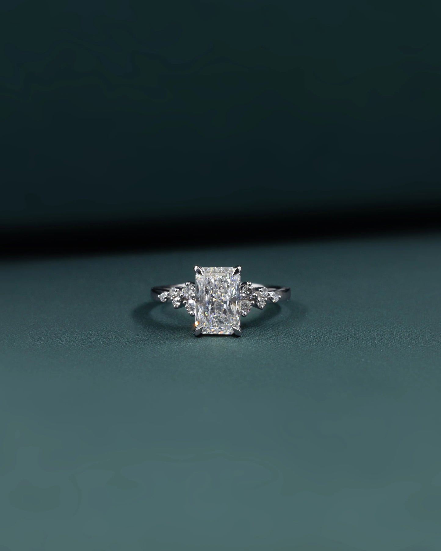 2.23 CTW Radiant Cut Floral Accent CVD Lab-Grown Diamond Engagement Ring