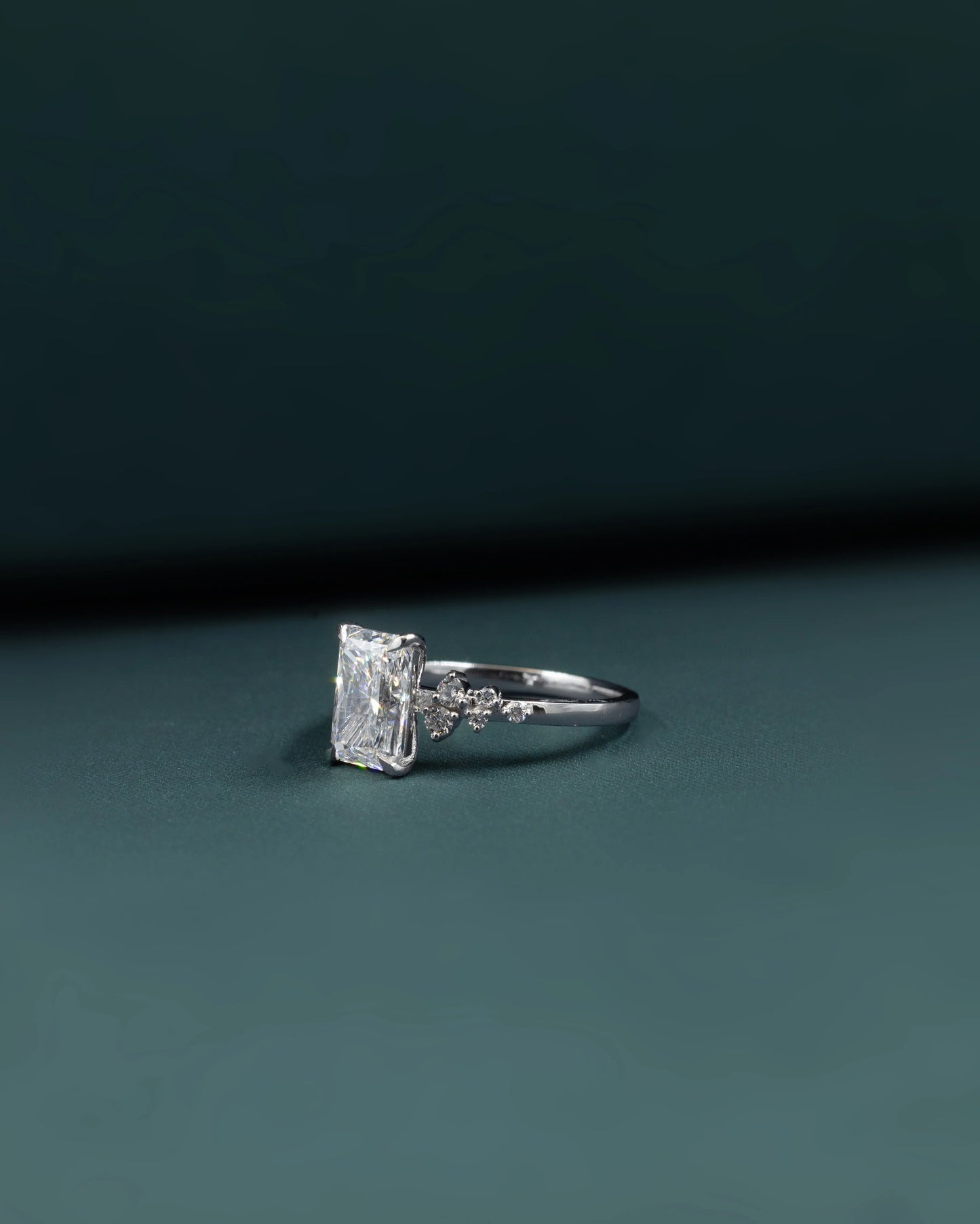 2.23 CTW Radiant Cut Floral Accent CVD Lab-Grown Diamond Engagement Ring
