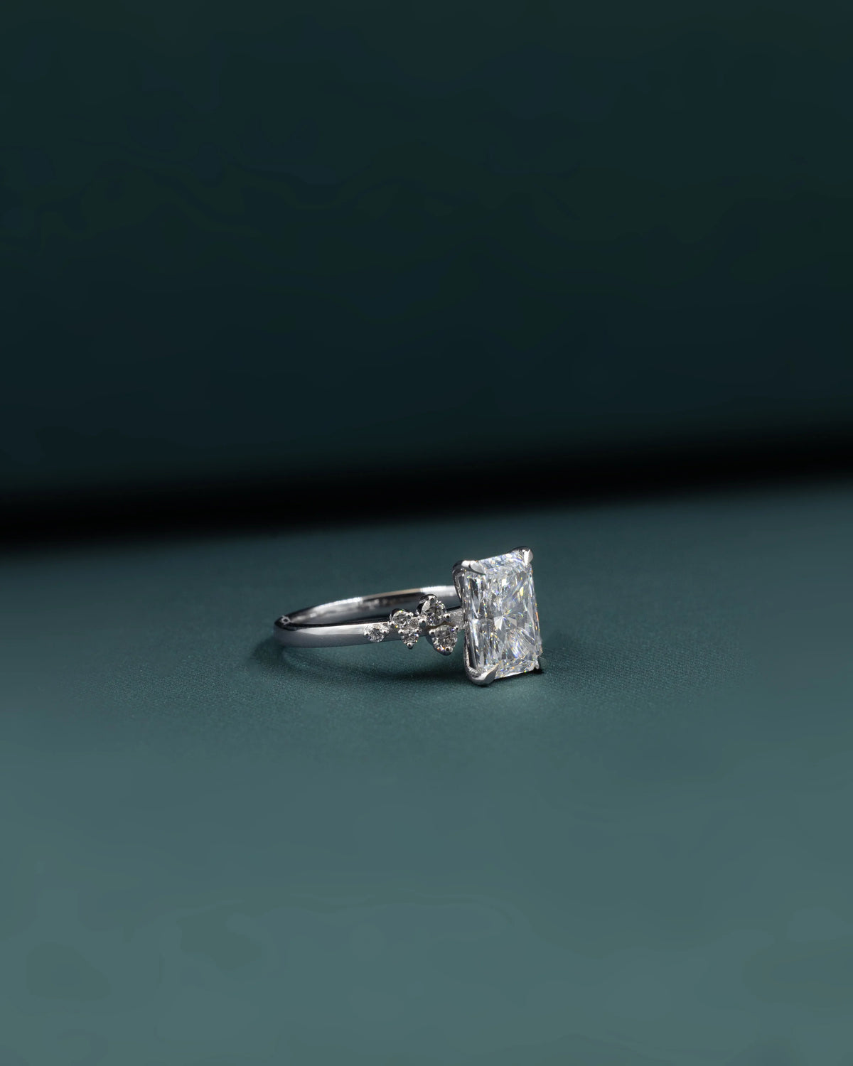 2.23 CTW Radiant Cut Floral Accent CVD Lab-Grown Diamond Engagement Ring