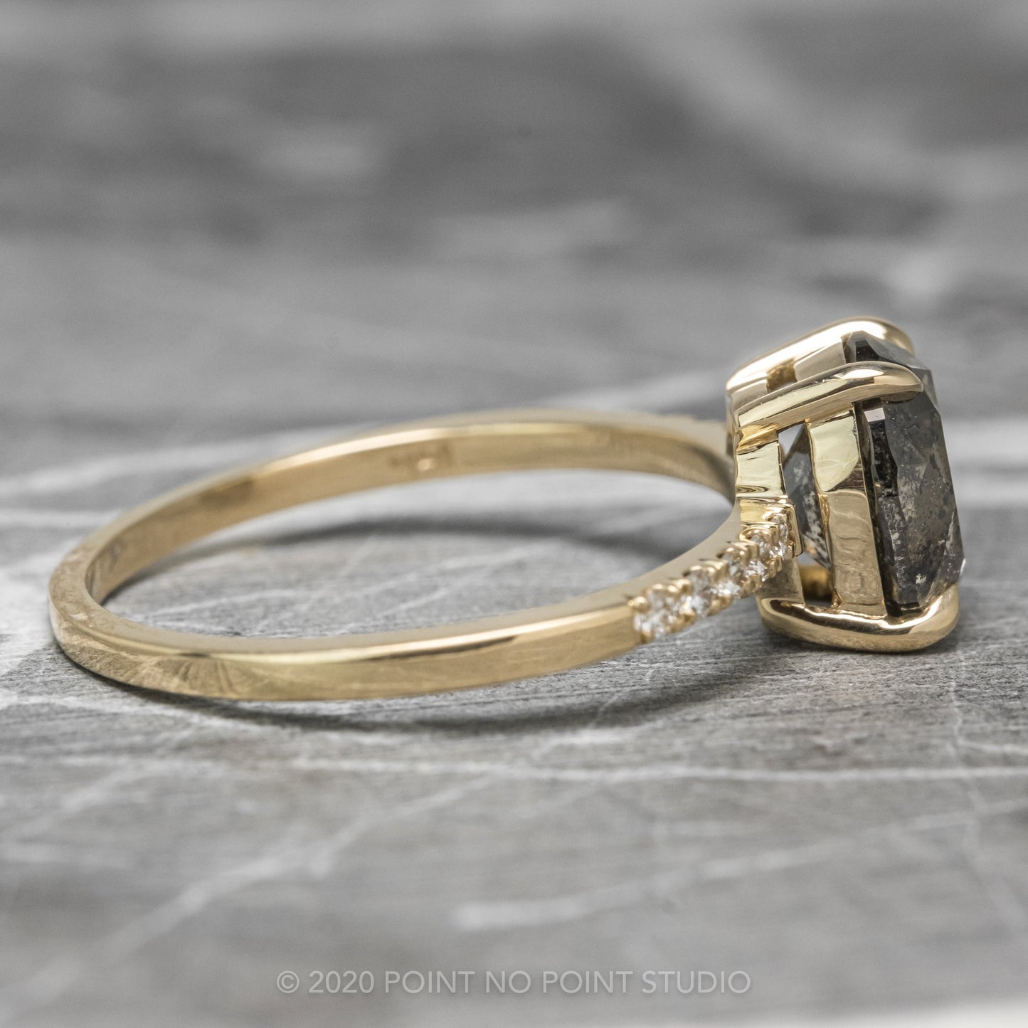 2.23 Carat Salt and Pepper Oval Diamond Engagement Ring, Basket Jules Setting