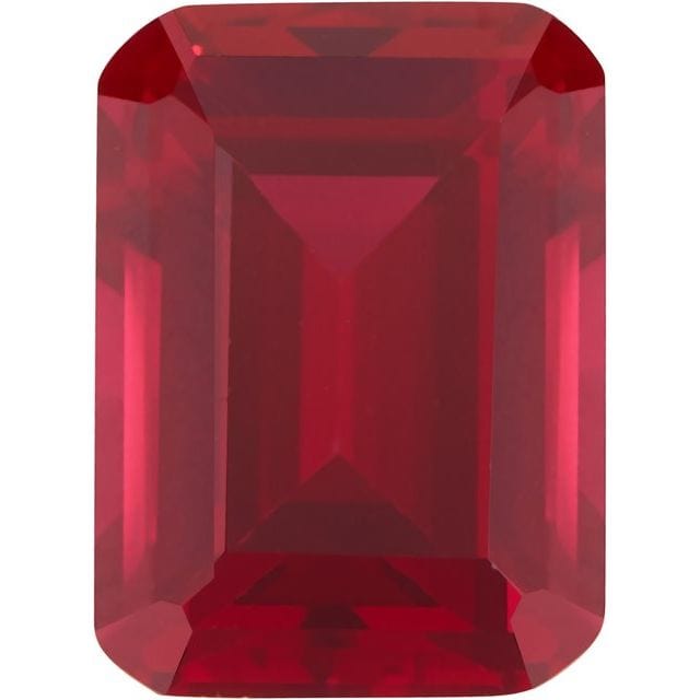 Emerald Step Cut Lab Created Loose Ruby Gemstone