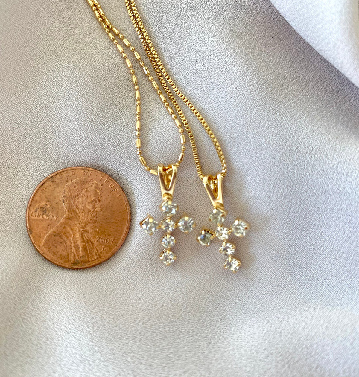 Dainty Cross Necklace Gold Filled Chain Crystal Covered Cross Pendant Pave Cross Charm Christian Jewelry Baptism Christmas Gift CZ Cross