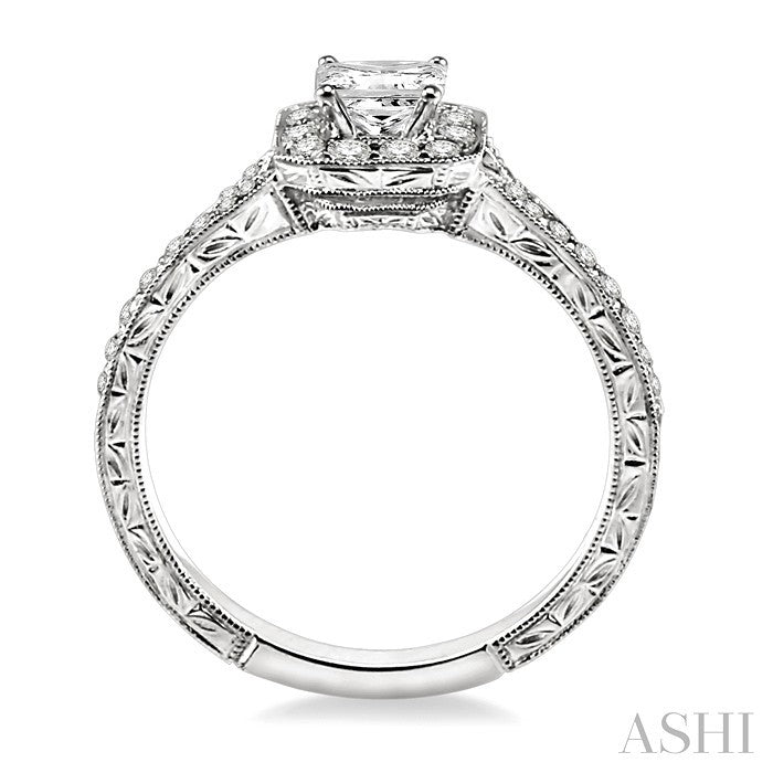 Princess Shape Halo Diamond Engagement Ring