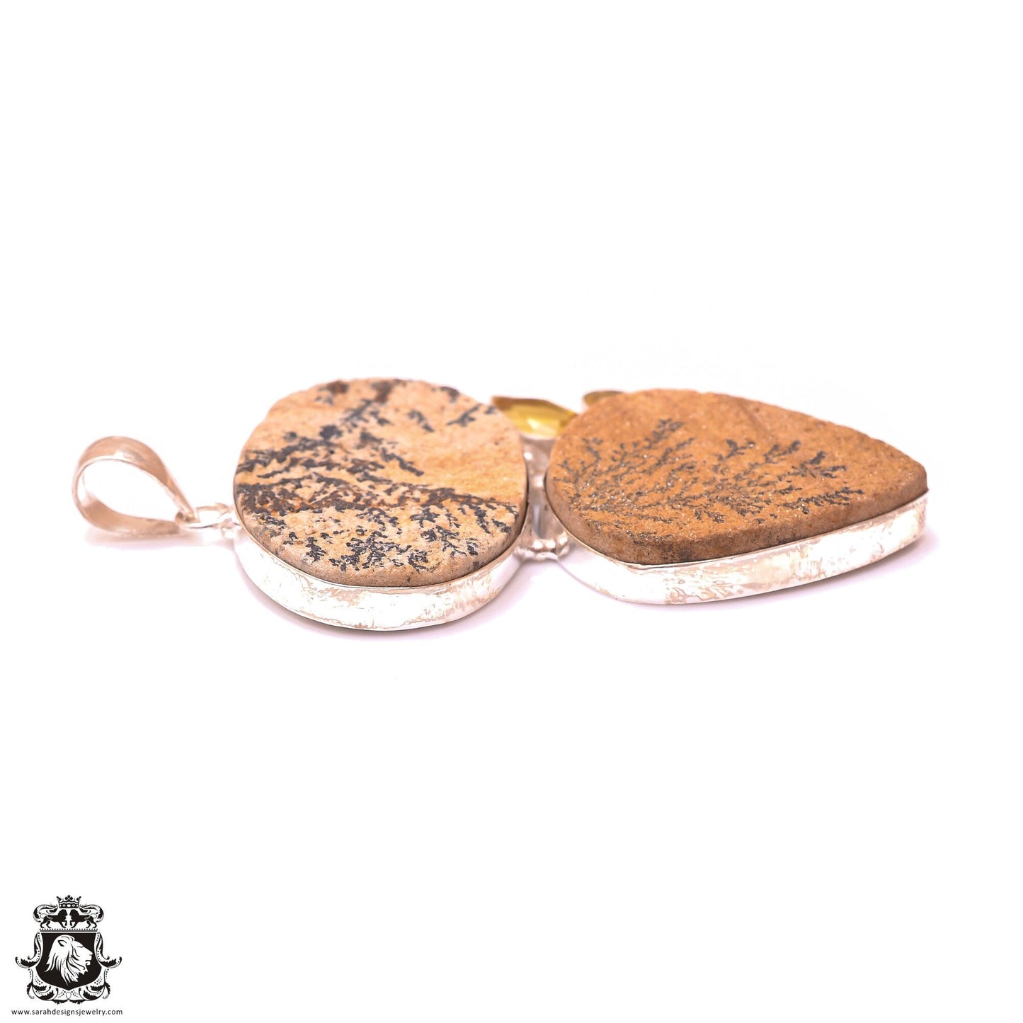 Psilomelane Dendrite Fern Fossil Pendant & 3MM Italian Chain P9870