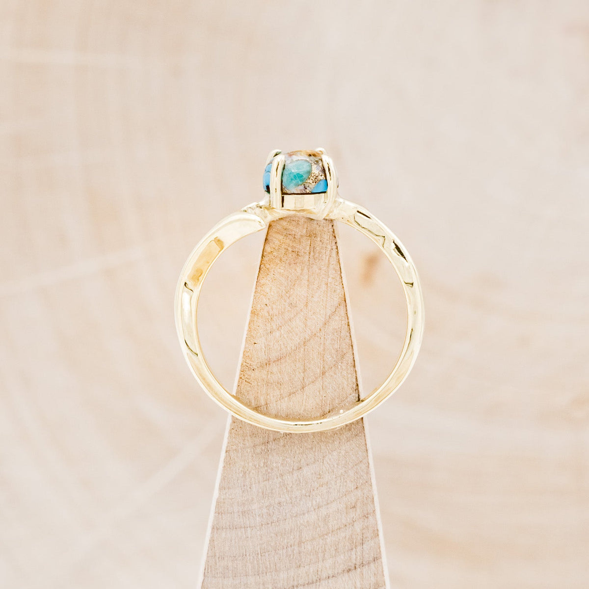 "Artemis" - Spiny Turquoise Engagement Ring With An Antler-Style Stacking Band