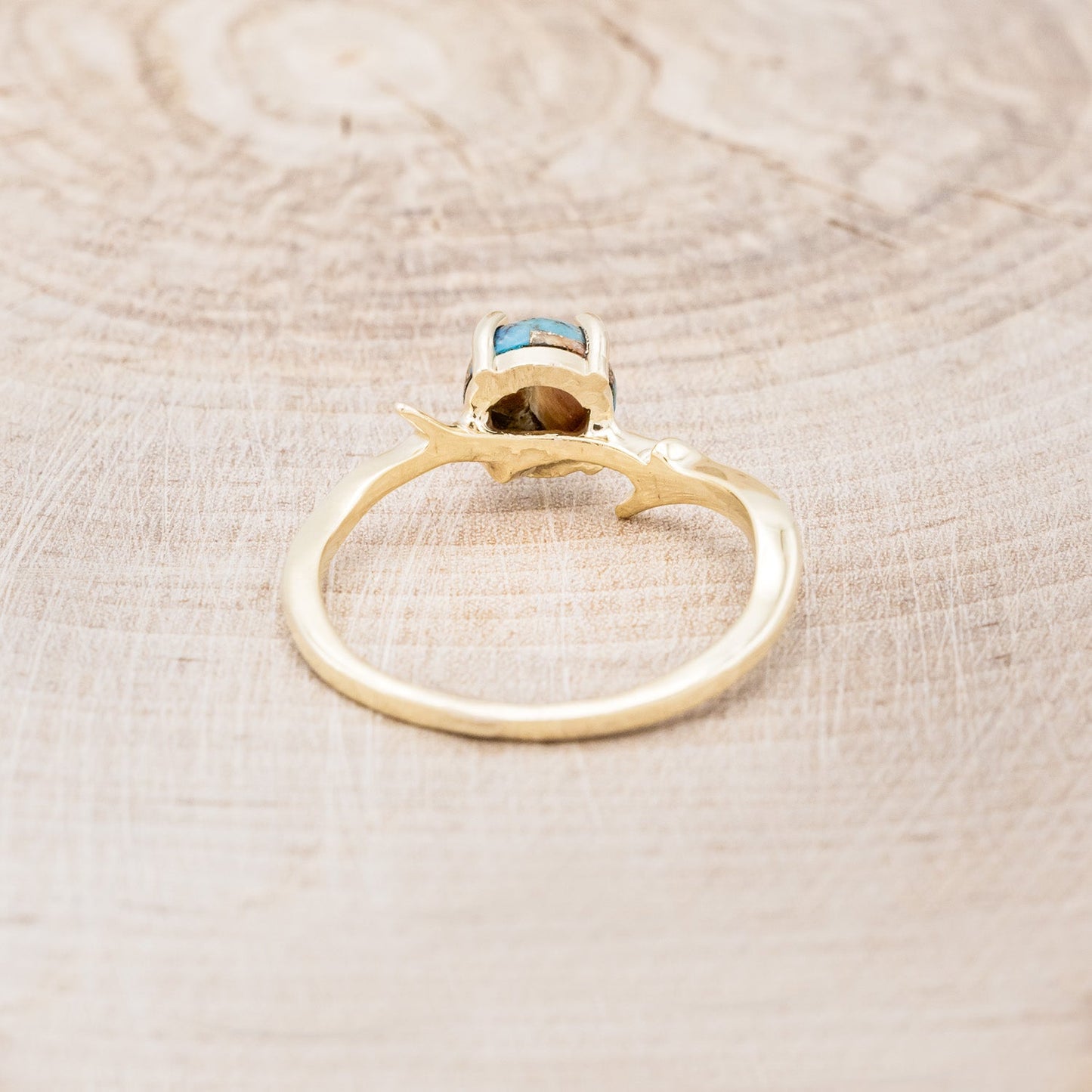 "Artemis" - Spiny Turquoise Engagement Ring With An Antler-Style Stacking Band