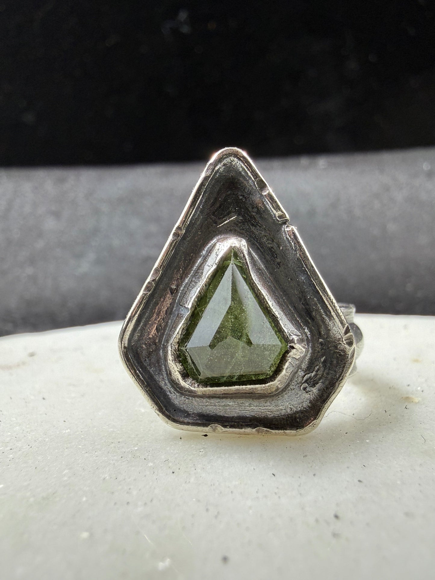 Peridot Shield Ring
