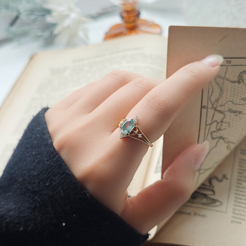 Vintage Moss Agate Hollow Ring