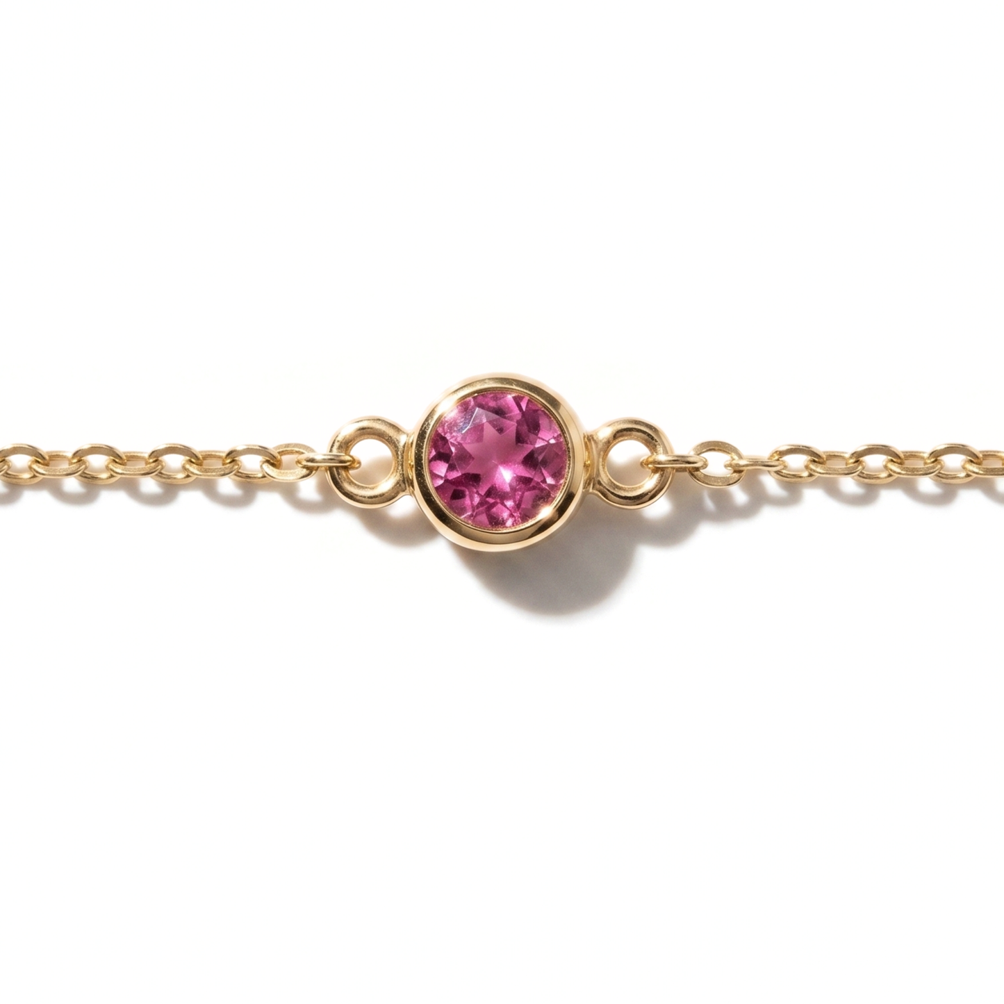 The Sol Bracelet | Natural Pink Tourmaline | Cable Chain