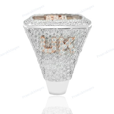 925 Sterling Silver Two Tone Gold Plated Moissanite Diamond Hip Hop Ring