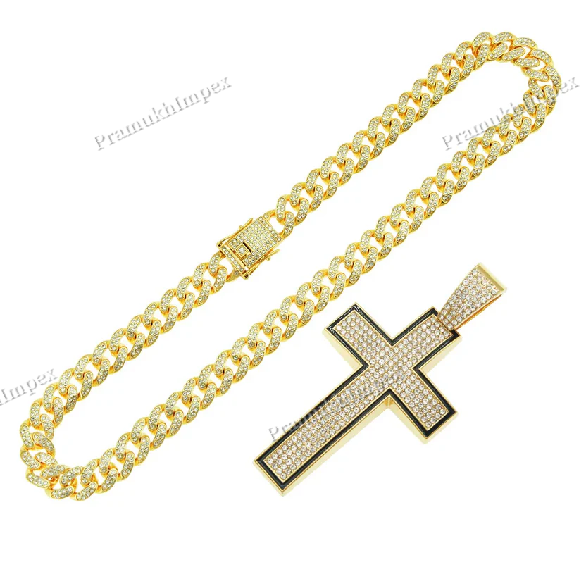 Handmade Moissanite Studded hip Hop Cross Silver Pendant