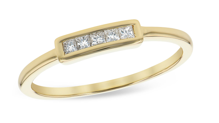14KY Channel-set Princess-cut Diamond Fashion Ring